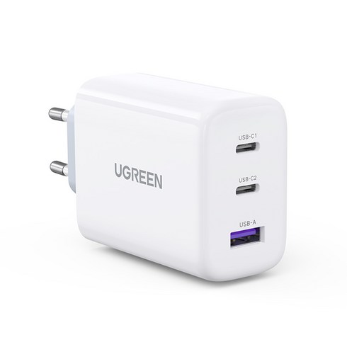 유그린65W USB C PD 충전기 고속 충전기 3포트, 1개, white