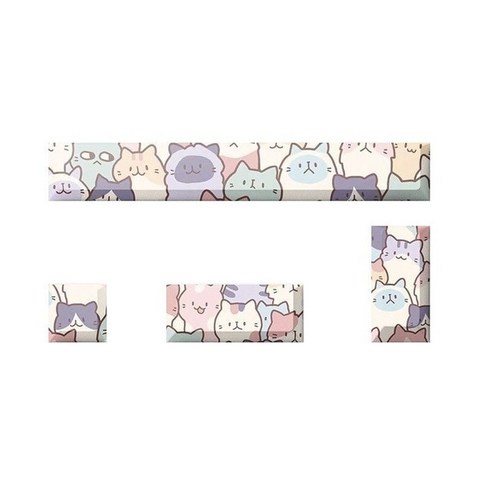귀여운 고양이 키 스페이스바 5 면 염료 승화 PBT 키캡 체리 프로파일 핏 MX 스위치 기계식 키보드 4 개, [01] 01