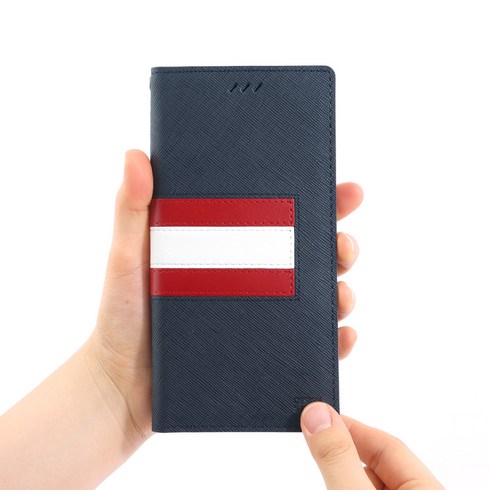 디자인스킨 갤럭시S23/플러스/울트라 믹스레더 가죽 지갑케이스-네이비/스트라이프