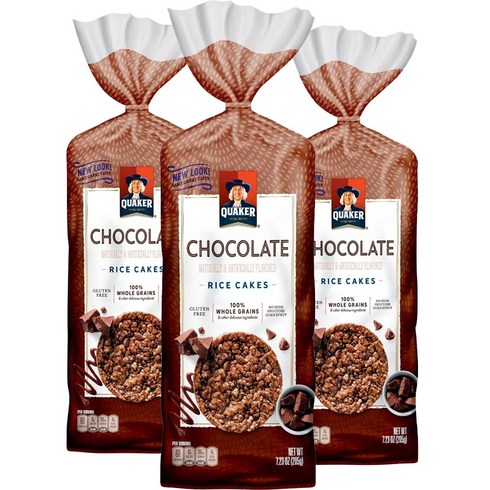 퀘이커라이스케이크 - 직구 퀘이커 라이스 케이크 홀 그레인 초콜렛 3개x205g Quaker Rice Cakes Whole Grain Chocolate 3ct, 205g, 3개