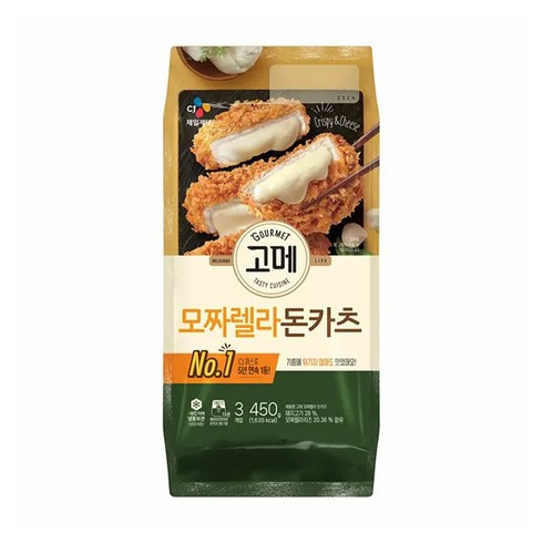 구르메 - CJ 고메 모짜렐라 돈카츠 크리스피 치즈 3개입 450g 에어프라이어 조리