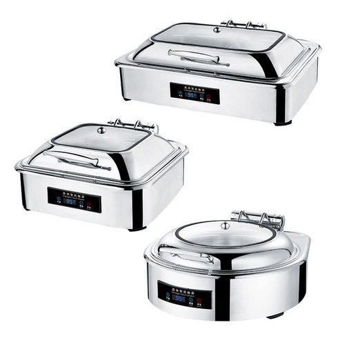 뷔페 식당 음식 워머 보온통 스토브 전기 난방 보온통, 정연한 이중 격자 펀칭 분지 6L터치스크린