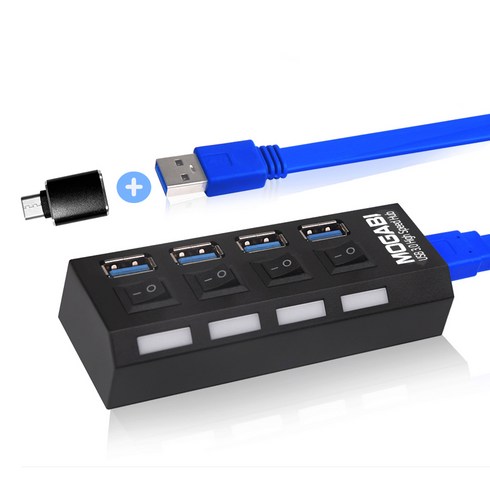 모가비 4포트 USB 3.1 Gen1 허브 MOG-030, 블랙