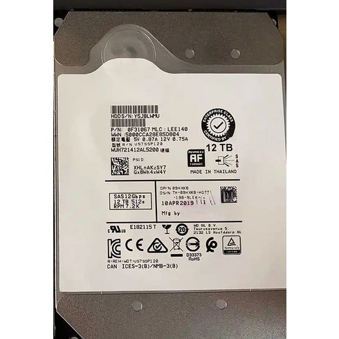 hxx6 - Dell 0F31067 SAS 12Gbps 12TB 512e RPM 7.2K 09HXX6 HDD 용, 한개옵션0