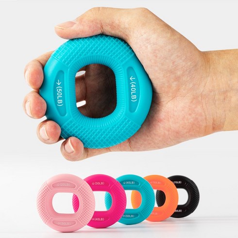 아사야 고급 실리콘 도넛 악력기 전완근 운동기구, 오렌지4단계(50LB~60LB)