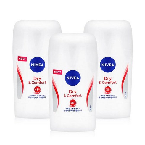 니베아 데오드란트 스틱 드라이 앤 콤포트, 50ml, 3개