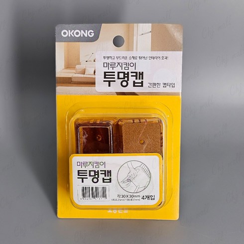 의자발커버캡 - 오공 마루지킴이 30mm 투명캡 사각형 4p, 6개입, 투명