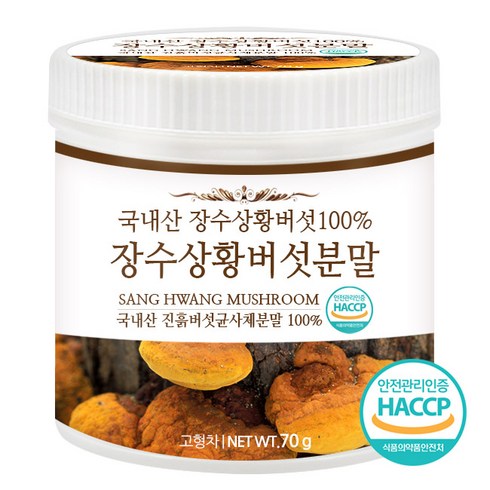 상황버섯분말 - 푸른들판 국내산 장수 상황 버섯 분말 가루 차 HACCP 인증, 1개, 70g