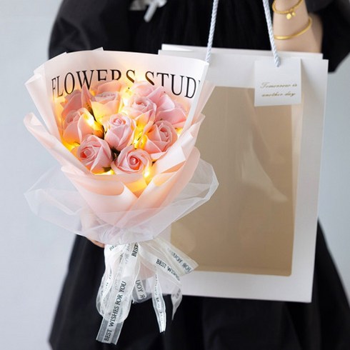 아르띠콜로 페이보릿 led 꽃다발, 핑크11송이, 1개