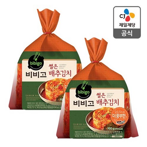 비비고 썰은배추김치 더풍부한맛 900g 2개