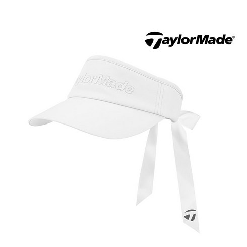 테일러메이드 여성용 하이크라운 리본 바이저/썬캡 골프모자 TJ056, 화이트, 1개