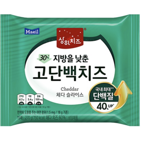 매일 상하치즈 고단백치즈 270g(15매)X4개/냉장무료배송, 270g, 4개