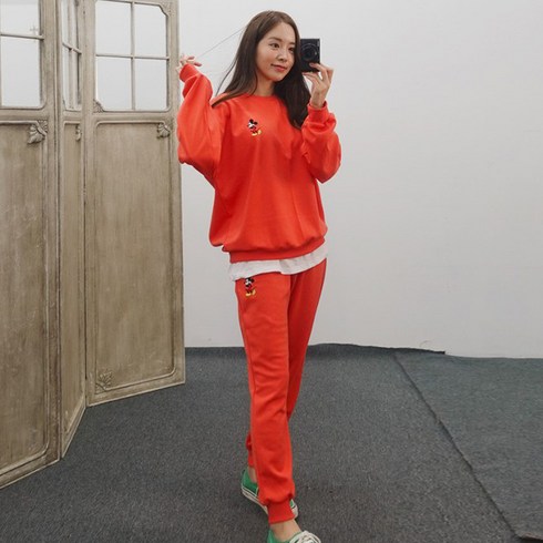 디즈니 리틀미키 자수 레이어드 맨투맨 조거 상하 트레이닝세트