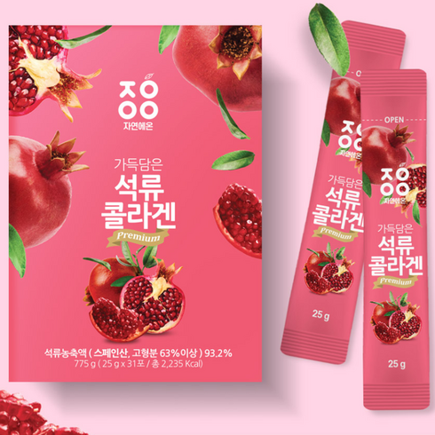 미녀의 석류콜라겐 젤리 200포 - 석류콜라겐 젤리 스틱 25g 31포 저분자, 1개