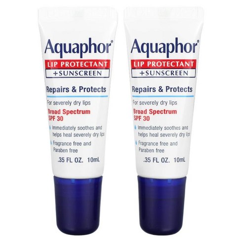 Aquaphor 입술 보호제 + 자외선 차단 SPF 30 튜브 2개 각 10ml(0.35fl oz), 2 개