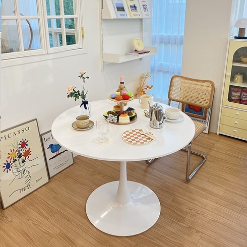 원형식탁1000 - 로얄다이아 카페 라운드 테이블 원형 탁자 식탁 타원형 홈카페 티테이블, 1000 화이트 - 라운드 테이블