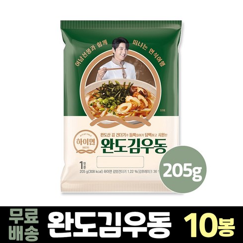 브랜드없음 [삼립식품] 하이면 완도김우동 10봉, 205g, 10개