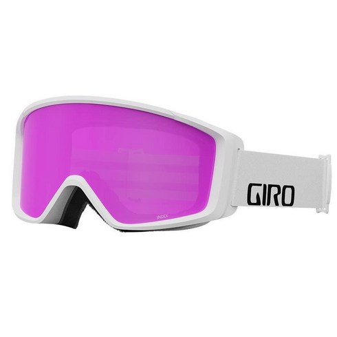 Giro Index 2.0 OTG 스키 고글 - 남성 여성 및 청소년용 스노보드 앰버 로즈 렌즈가 있는 화이트 워드마크 스트랩 126437, Amber Pink, White Wordmark