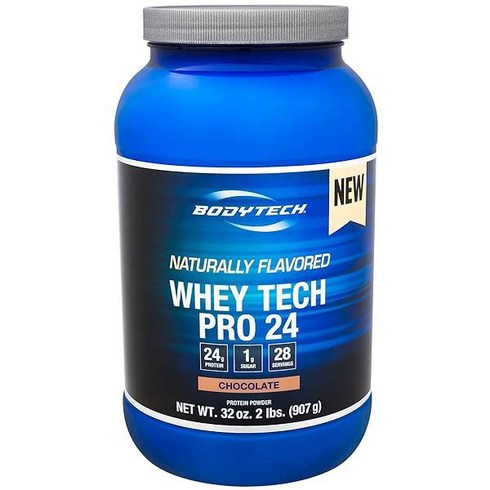 BODYTECH 유이테크 프로 24 단백질 파우더 - BCAA와 단백질 효소 혼합하여 근육 성장 및 회복을 촉진하고 운동 후 근육 형성에 이상적임 - 천연 초콜릿(2파운드), 1개