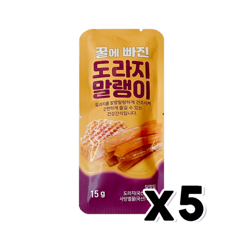 꿀에 빠진 도라지말랭이 건강간식 15g x 5개