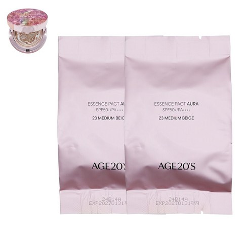 에이지투웨니스 최신상 AGE20S 에센스 커버 팩트 아우라 14g, 1세트, 21호, 리필2개