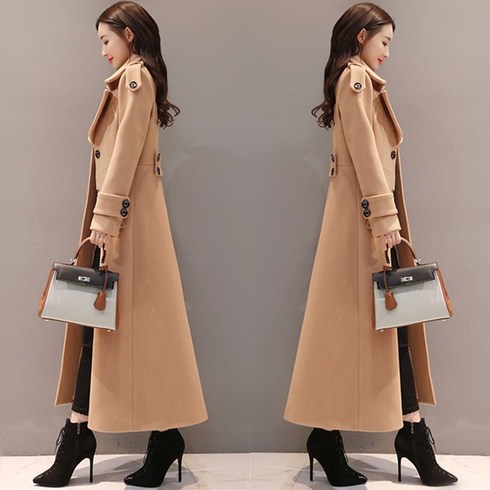 가을겨울 정장 더블 모직 트렌치코트 빅사이즈 하객록 맥시 롱 아우터