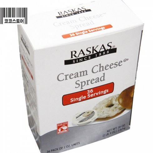 코스트코 RASKAS 라스카스 크림치즈스프레드 28g X 36개입 냉장, 1.02kg, 1개