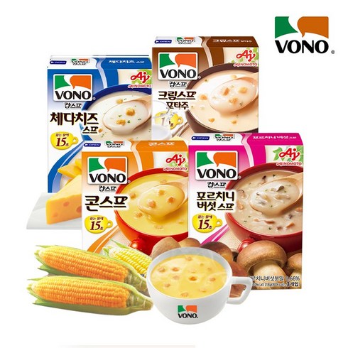 보노스프 - 보노 VONO 스프 4종 콘치즈+포르치니+체다+크림스프 (총60봉), 보노스프4종 콘치즈+포르치니+체다+크림스프(총60봉)