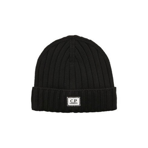 C.P 컴퍼니 [CP컴퍼니] 23FW 15CMAC120A 005509A 999 로고 패치 울 블랙 비니