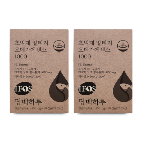 담백하루 초임계 알티지 오메가3 에센스 1000 2개월 2박스 비타민D600IU 60캡슐, 30정, 2개