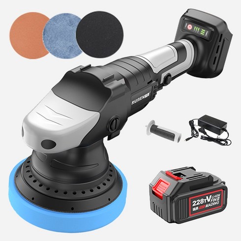 Horison 무선 자동차 광택기 듀얼 폴리싱 충전식 차량 폴리셔 차량용 왁싱기 광택, 6000RPM 20V 배터리 1개_패드 포함
