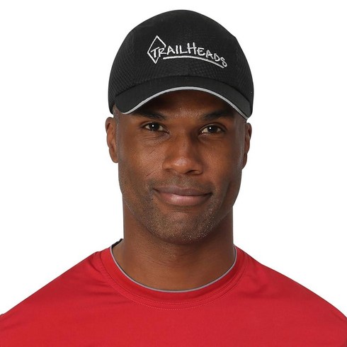 TrailHeads Race Day 퍼포먼스 러닝 모자 | 경량 빠른 건조 남성용 스포츠 캡 279506, Black/Silver Logo