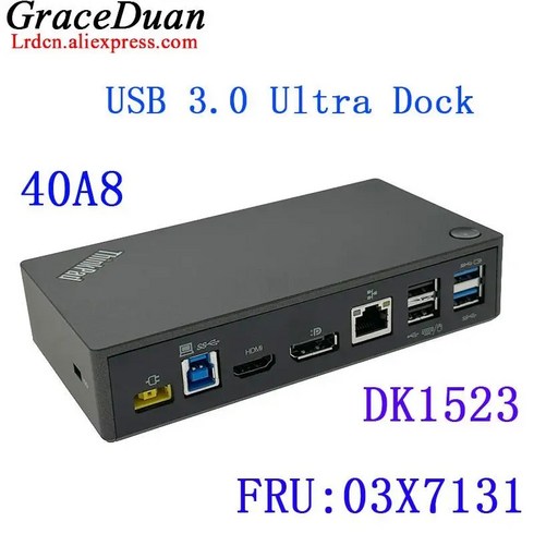 도킹스테이션 레노버 씽크패드 노트북용 USB 30 울트라 독 40A8 DK1523 도킹 스테이션 4K DP HDMI RJ45 03X7131 03X7130 03X6898, 03X7131 40A8