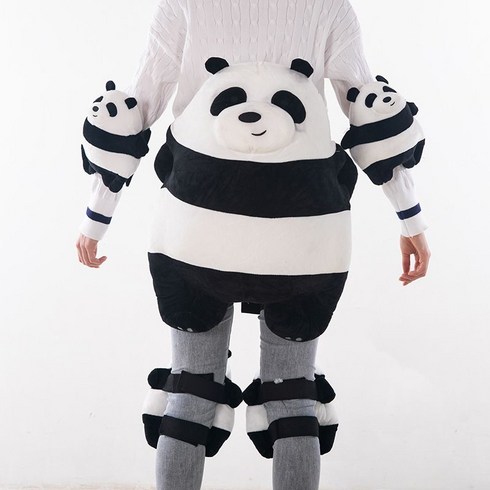 2023년 가성비 최고 스노우보드인형 - 스키장엉덩이보호대 거북이 스노우보드 인형 스노 스키 무릎 팔꿈치 동물 보호대1, 엉덩이 패드 + 무릎 패드, 팬더 청소년용