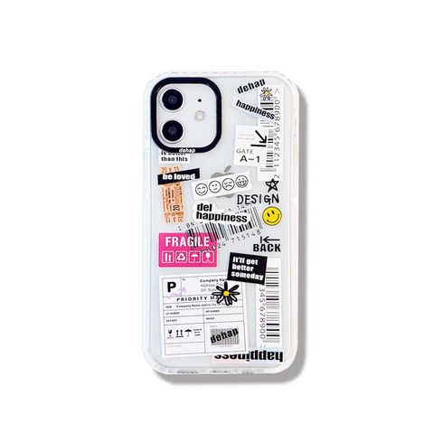 2024년 가성비 최고 케이스티파이 - 델해피니스 스마일 아이폰 갤럭시 커플 커스텀 바코드 특이한 범퍼 바코드 디자인 투명 실리콘 하드 케이스