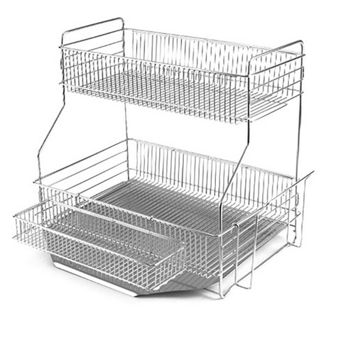 스텐 식기건조대 - 홈앤비전 자동배수 기능 슬라이드식 올스텐 304 식기건조대 2단