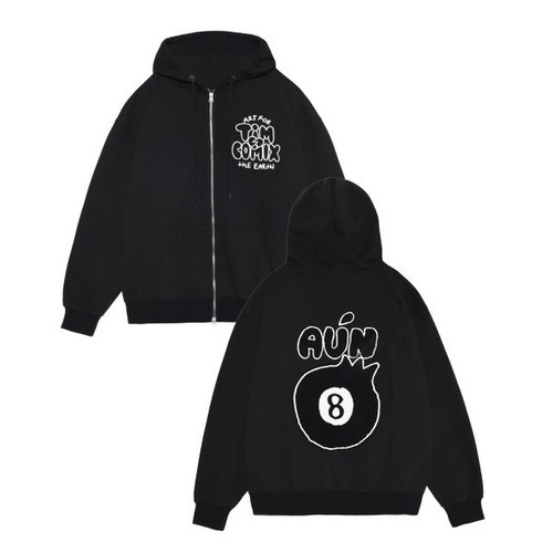 팀코믹스후드집업 - 팀코믹스 후드집업 BOUCLE 8 BALL HOODIE ZIP UP BLACK