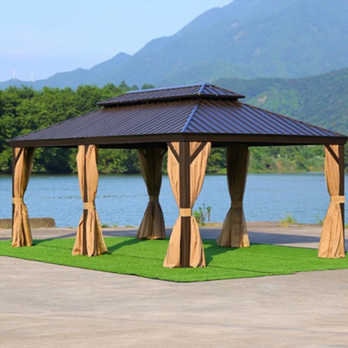 지아이엘 프리미엄 초대형 파고라 정자 캐노피 차양막 그늘막 어닝 썬룸, [방문조립] 프리미엄 파고라 3.65x6M