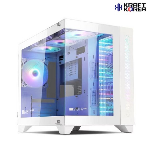KRAFT KOREA VISTA Pro 인피니티 미러 어항형 미니타워 PC케이스 (화이트)