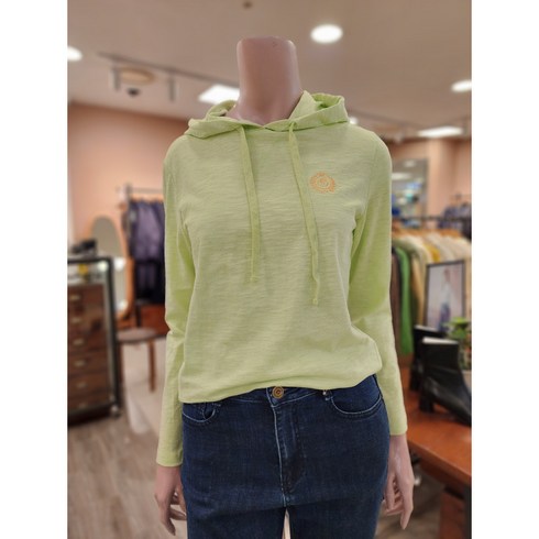 BCBG O배색자수후드TS_ B3A2X412 40 [LIME GREEN]