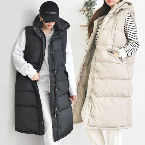 2023년 가성비 최고 롱패딩조끼 - 아이맘스타일 웰론롱조끼패딩 여성후드패딩롱베스트