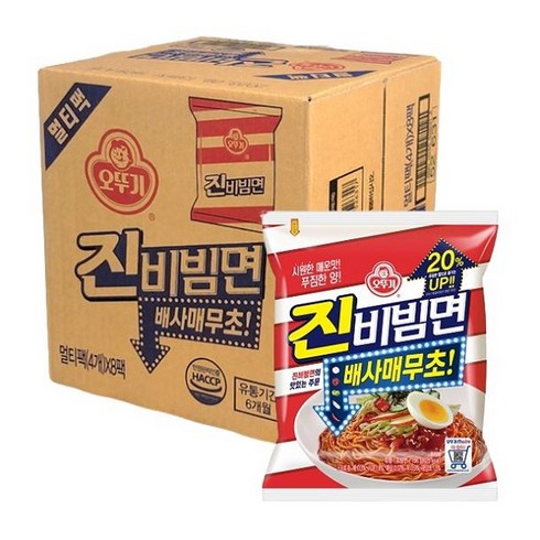 오뚜기 진비빔면 배사매무초 156g 32개 비빔면 한박스 시원 매콤한 여름별미