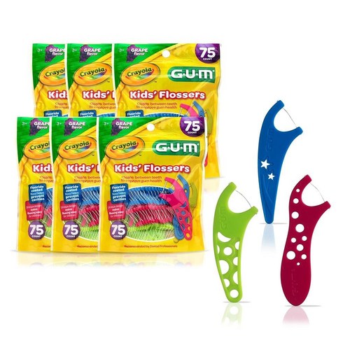 크레욜라치실 - GUM 어린이용 크래욜라 치실 포도맛 75개입, 75 Foot (Pack of 6)