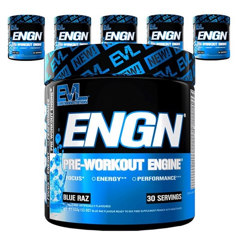 ev3장기렌트 - EVLUTIONNUTRITION ENGN 프리-워크아웃 엔진 블루 라즈 맛, 6개, 312g