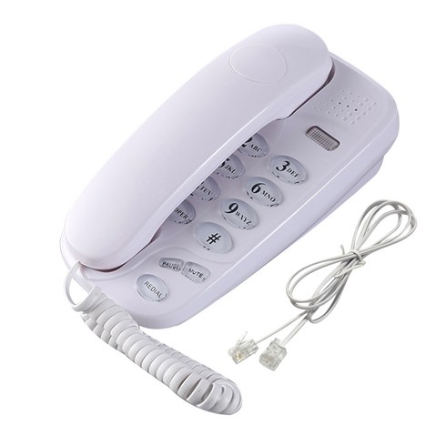 KXT-580 벽 장착 전화 벽 전화 고정 유선 벽 교수형 전화 홈 오피스 용 통화 조명 재실행 전화, White, 01 White