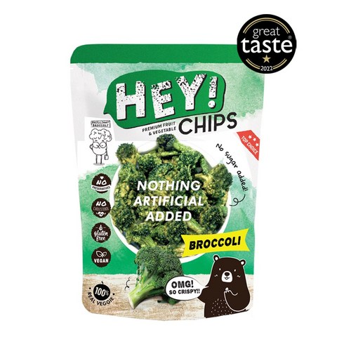 HEY! CHIPS 헤이칩스 브로콜리 리얼과일칩 리얼야채칩 간식 안주, 1개, 20g