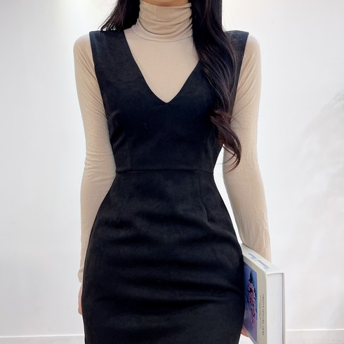 투디 스웨이드 브이넥 레이어드 뷔스티에 롱원피스 3color S M