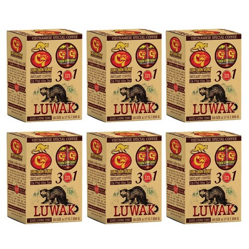 위즐커피 - 베트남 C7 con chon vang luwak 족제비 3in1 커피 (17g x18개입 x 3개), 17g, 18개입, 6개