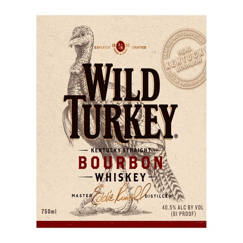 와일드터키 - Wild Turkey Bourbon Label- Bar Wall Art Genuine Vintage Sign Replica Print Perfect Retro Addition, 와일드 터키 버번 라벨