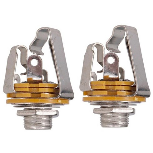 2pcs 1/4 인치 6.35mm 스테레오 입력 잭 플러그 소켓 전기 기타베이스 기타 픽업 출력 잭 기타 부품, 하나, 은